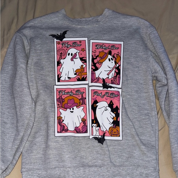 Gray Halloween Ghost Sweatshirt - Picture 1 of 1